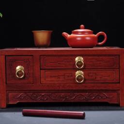 Cupboard with Shelves For Tea, Compact Organizer Drawers Chinese Teaware & Yixing Tea Pots - Alder 36.5cm 24.5cm 17cm - thumbnail 2