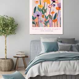 Botanical Pink Flower Art Print, David Attenborough Floral Wall Decor, Art, Quote Nature Print - thumbnail 3