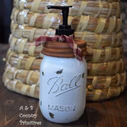 Painted Distressed Off White Ball Mason Jar Hand Soap Dispenser, Choice Of Lid Style, Pump, & Decorative Ribbon - thumbnail 2