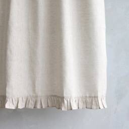 Linen Kitchen Curtains, Pleated Ticking Striped Cafe Curtains, Farmhouse Ruffled Curtain Panel, Tab Top Panel - thumbnail 3