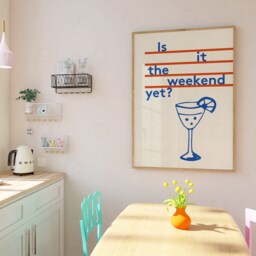 Cocktail Art Print Funny Weekend Quote, Minimalist Bar Cart Decor - thumbnail 2