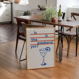 Cocktail Art Print Funny Weekend Quote, Minimalist Bar Cart Decor - thumbnail 3