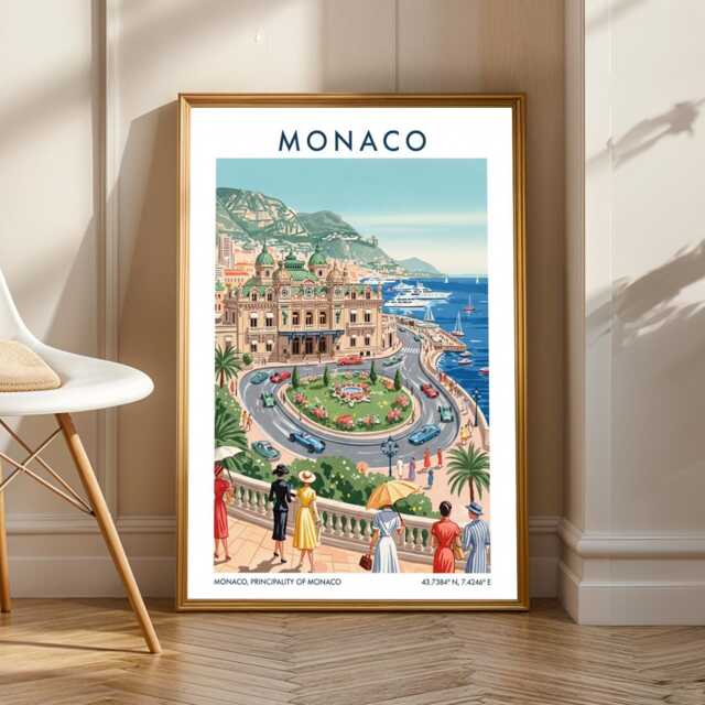 Monaco Casino De Monte-Carlo Poster Vintage Travel Art Print - image 1