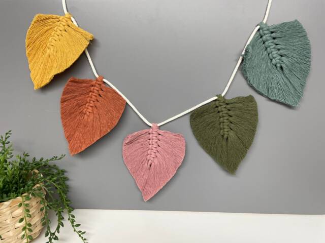 Macrame Feather Bunting - Macrame Wall Hanging Home Decor Nursery Mother's Day - image 1