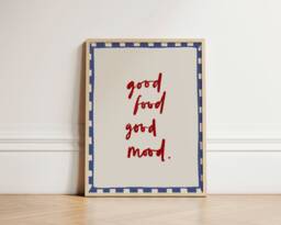 Good Food Mood Print, Kitchen Wall Art Poster, Decor, Aesthetic Art, Apartment Trendy Unframed - thumbnail 1
