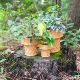 Ice Cream Cone Planter 3D Printed - thumbnail 2