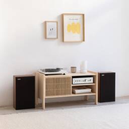 Turntable Stand, Solid Wood Vinyl Record Storage, 102.2 cm - Mendia Small - thumbnail 2