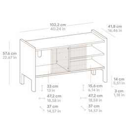 Turntable Stand, Solid Wood Vinyl Record Storage, 102.2 cm - Mendia Small - thumbnail 4