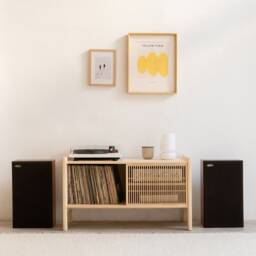 Turntable Stand, Solid Wood Vinyl Record Storage, 102.2 cm - Mendia Small - thumbnail 1
