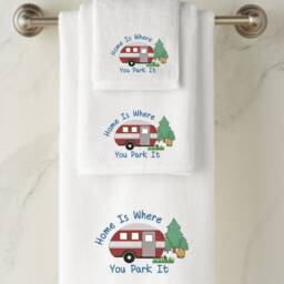 Personalized Embroidered Camper Van Towel, Luxury Cotton Towel - thumbnail 1