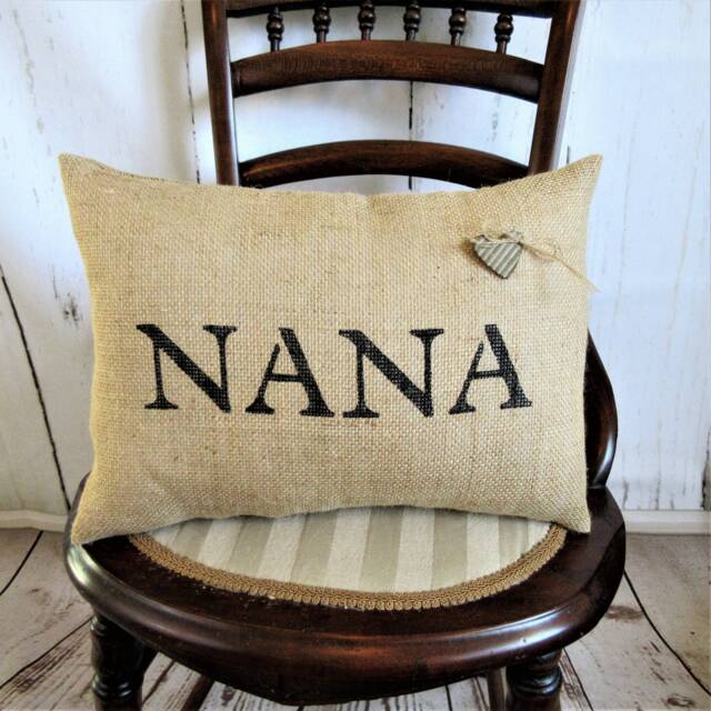 Personalized Burlap Nana Pillow Custom Grandparent Gift - image 1