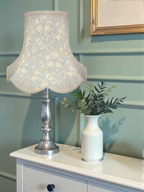 Handmade William Morris Scalloped Lampshade Blue Golden Lily Pool Fabric - image 1