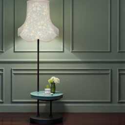 Handmade William Morris Scalloped Lampshade Blue Golden Lily Pool Fabric - thumbnail 3