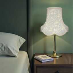 Handmade William Morris Scalloped Lampshade Blue Golden Lily Pool Fabric - thumbnail 2