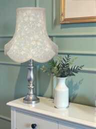 Handmade William Morris Scalloped Lampshade Blue Golden Lily Pool Fabric - thumbnail 1