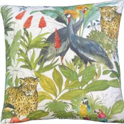 Leopard Cushion Cover Orchids Tropical Leaves & Exotics Birds Botanical Home Decor - thumbnail 3