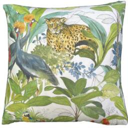 Leopard Cushion Cover Orchids Tropical Leaves & Exotics Birds Botanical Home Decor - thumbnail 2
