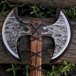 Hand Forged Double Headed Viking Axe, Ash Wood Shaft, Wall Decor - thumbnail 2