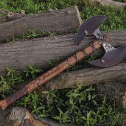 Hand Forged Double Headed Viking Axe, Ash Wood Shaft, Wall Decor - thumbnail 4