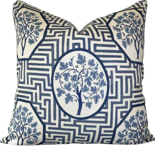 G.p & J Baker Royal Maze Blue Double Sided Cushion Cover Pillow - image 1