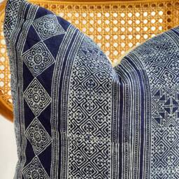 Indigo Neutral Tribal Hemp Hand Woven Natural Dye Color Lumbar Pillow Cover - thumbnail 2