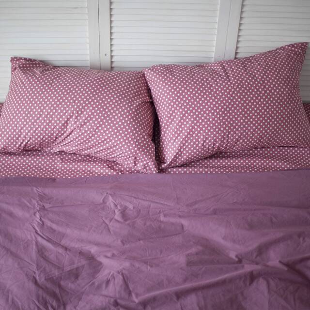 100% Cotton Pillowcase in Purple Polka Dot. Handmade Pillow Case Organic Slip Cover Natural Custom Sham European Us Sizes - image 1