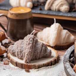 Croissant Soy Wax Candle - Bakery Candle Breakfast Pillar Decorative Gift Unique Home Decor - thumbnail 1