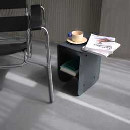 Small Black Metal Coffee Table, Modern Side Loft End Rounded Narrow Bedside Minimalistic Handmade Furniture - thumbnail 3