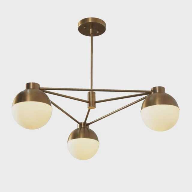 Brass Sputnik Chandelier With 3 Globe Pendant Lights - image 1