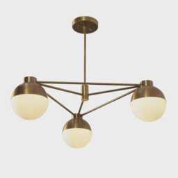 Brass Sputnik Chandelier With 3 Globe Pendant Lights - thumbnail 1