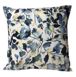 "1 X Blue Yellow Botanical Leafy Floral Watercolour Style Cushion Covers 16"" 18" - thumbnail 1