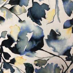 "1 X Blue Yellow Botanical Leafy Floral Watercolour Style Cushion Covers 16"" 18" - thumbnail 2