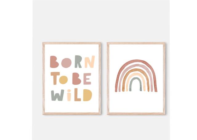 Born To Be Wild, Nursery Decor, Prints, Kids Rainbow Wall Art, Bedroom Bedroom, Boho - image 1