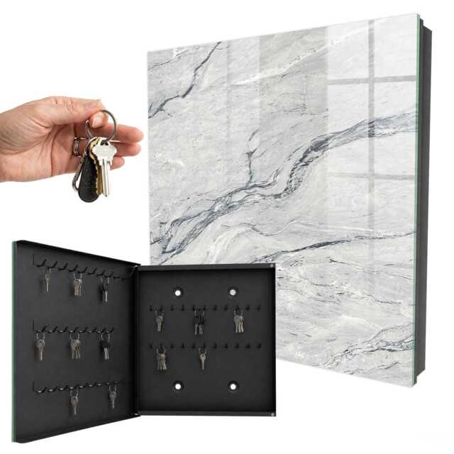 stone Pattern Wall Mounted Key Cabinet, Gray Box For Home, Minimalist Textures, People Who Value Subtlety & Elegance - image 1