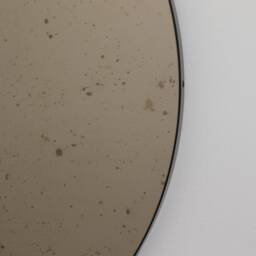 Orbis??? Antiqued Bronze Tinted Modern Round Mirror With Black Frame - Large, Xl - thumbnail 3