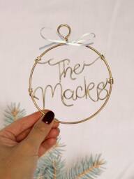 Personalised Wire Bauble First Christmas Married Ornament, Family Name Tree Decoration, Custom Newlywed Gift - thumbnail 1