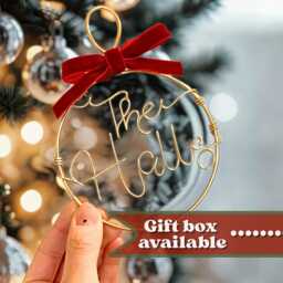 Personalised Wire Bauble First Christmas Married Ornament, Family Name Tree Decoration, Custom Newlywed Gift - thumbnail 2