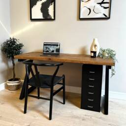 Rustic Wooden Top Office Desk - Steel Z Style Legs - thumbnail 4