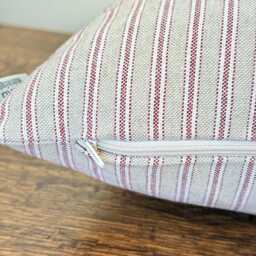 1592. Handmade Red Ticking Stripe Cotton Blend Cushion Cover, Various Sizes - thumbnail 2