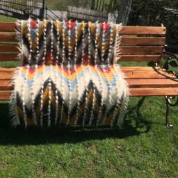 Handmade Woven Wool Throw Blanket Zigzag Sofa Rug - thumbnail 3
