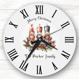 Christmas Nutcrackers Family Name Personalised Gift Clock - thumbnail 1