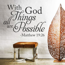 Vinyl Wall Art Stickers Bible Quote Matthew 1926 Mural Bedroom Decoration Classic Style - thumbnail 1