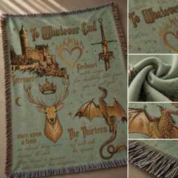 To Whatever End Woven Blanket, Acotar Court Of Dreams Throw, The Night Throw Throne Glass Bookish Booktok Decor - thumbnail 4