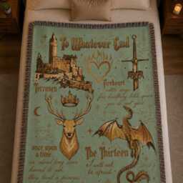 To Whatever End Woven Blanket, Acotar Court Of Dreams Throw, The Night Throw Throne Glass Bookish Booktok Decor - thumbnail 3