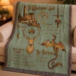 To Whatever End Woven Blanket, Acotar Court Of Dreams Throw, The Night Throw Throne Glass Bookish Booktok Decor - thumbnail 2
