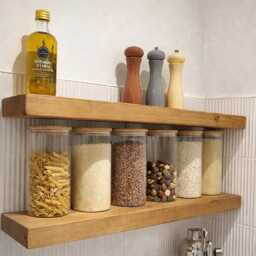 Floating Shelf - Handmade Solid Wood Shelves. Size = 15cm Wide By 5cm Thick. Various Finishes Available. Wall Fixings Included - thumbnail 2