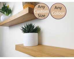 Floating Shelf - Handmade Solid Wood Shelves. Size = 15cm Wide By 5cm Thick. Various Finishes Available. Wall Fixings Included - thumbnail 1