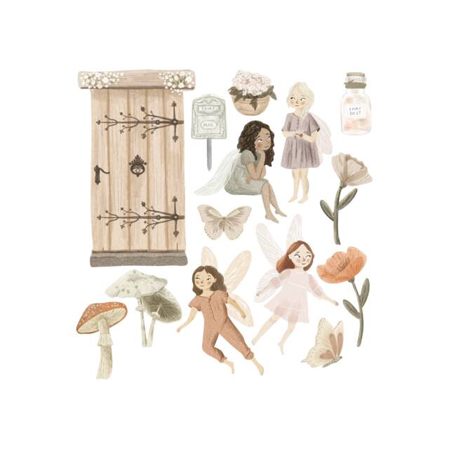 Fairy Garden Fabric Wall Stickers - Removable & Reusable - image 1