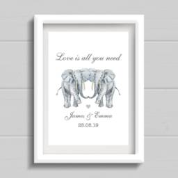 Elephant Anniversary Present, Personalised Print For Fiance, Boyfriend, Girlfriend, Husband, Wife. Wedding Gift - thumbnail 3