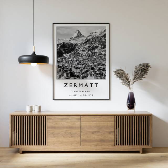 Zermatt Ski Print Swiss Alps Travel Poster, Matterhorn Art - image 1
